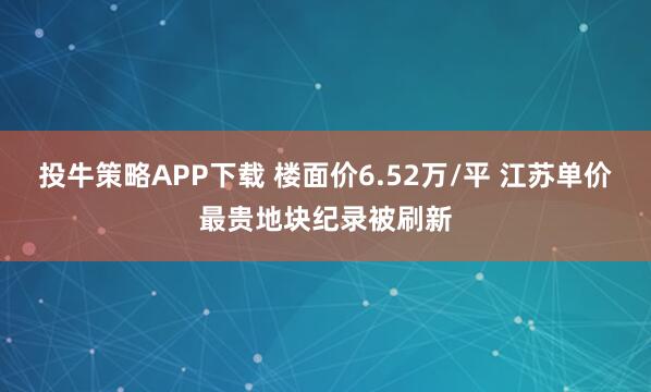 投牛策略APP下载 楼面价6.52万/平 江苏单价最贵地块纪录被刷新
