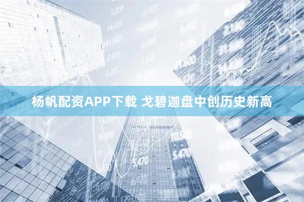 杨帆配资APP下载 戈碧迦盘中创历史新高